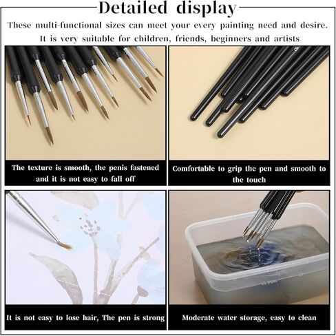 SHENLIU 11 Pack Detailing Paint Brush, Micro Outlining Paint Brushes, Fine Art Brush Set for Detailing Small Scale Models Art Stroke Watercolor Oil Face Nail Line Drawing by Numbers Kit(Plastic) in Saudi Arabia