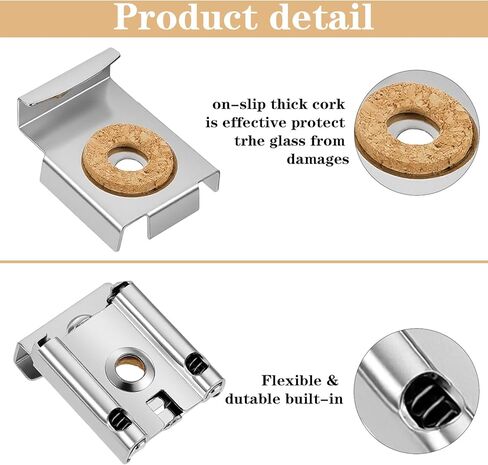 2 Sets(8 Pieces) Mirror Clips for Wall Mounting, Metal Spring Loaded Mirror Mounting Hardware for Unframed Mirrors, with Plugs and Screws in Saudi Arabia