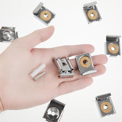 2 Sets(8 Pieces) Mirror Clips for Wall Mounting, Metal Spring Loaded Mirror Mounting Hardware for Unframed Mirrors, with Plugs and Screws in Saudi Arabia