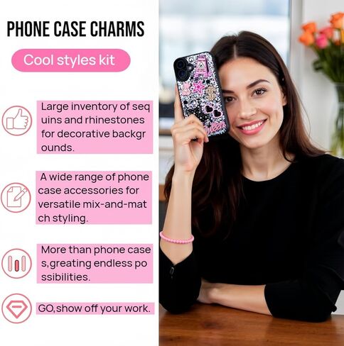 1600 Pcs Junk Phone Case Charms Kit,DIY phone case decorations with Assortment Large Charms, Cute Bow,Flatback Pearls,Star,Love, Candy,Letter Beads,Cute Aesthetic Big Decor for Personalization in Saudi Arabia