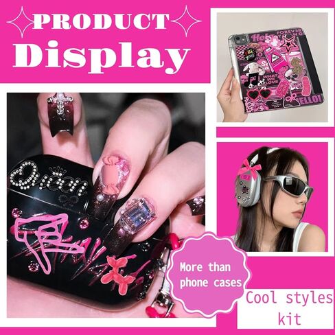 1600 Pcs Junk Phone Case Charms Kit,DIY phone case decorations with Assortment Large Charms, Cute Bow,Flatback Pearls,Star,Love, Candy,Letter Beads,Cute Aesthetic Big Decor for Personalization in Saudi Arabia