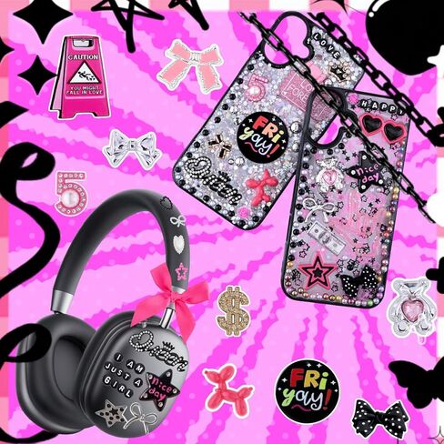 1600 Pcs Junk Phone Case Charms Kit,DIY phone case decorations with Assortment Large Charms, Cute Bow,Flatback Pearls,Star,Love, Candy,Letter Beads,Cute Aesthetic Big Decor for Personalization in Saudi Arabia
