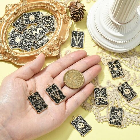 KitBeads 20 قطعة بطاقة التارو المينا سحر كوكبة القمر الأسود ستار السماوية قلادة سحر لصنع المجوهرات الأساور السائبة in Saudi Arabia