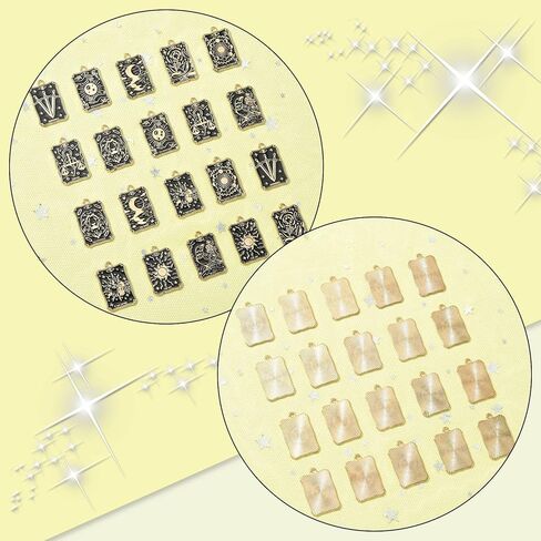 KitBeads 20 قطعة بطاقة التارو المينا سحر كوكبة القمر الأسود ستار السماوية قلادة سحر لصنع المجوهرات الأساور السائبة in Saudi Arabia
