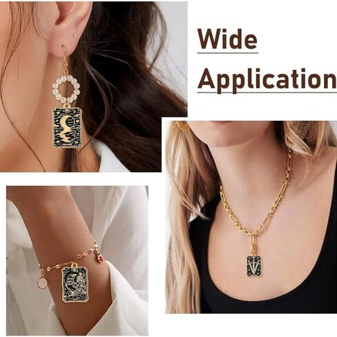 KitBeads 20 قطعة بطاقة التارو المينا سحر كوكبة القمر الأسود ستار السماوية قلادة سحر لصنع المجوهرات الأساور السائبة in Saudi Arabia