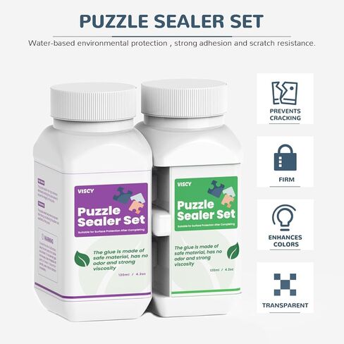 Puzzle Glue Clear with Applicator, Easy to Apply, Fast Drying, Clear & Bright, Jigsaw Conserver, 240 ml, 2 Silicone Spatulas & 2 Brushes. in Saudi Arabia