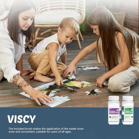 Puzzle Glue Clear with Applicator, Easy to Apply, Fast Drying, Clear & Bright, Jigsaw Conserver, 240 ml, 2 Silicone Spatulas & 2 Brushes. in Saudi Arabia