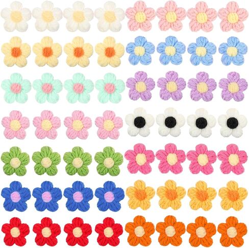 HJZHII 56 Pcs Crochet Flowers, Cute Knitted Yarn Flower Little Handmade Crochet Flowers Beautiful Crocheted Floral for DIY Crafts Embellishment Clothing Hats in Saudi Arabia