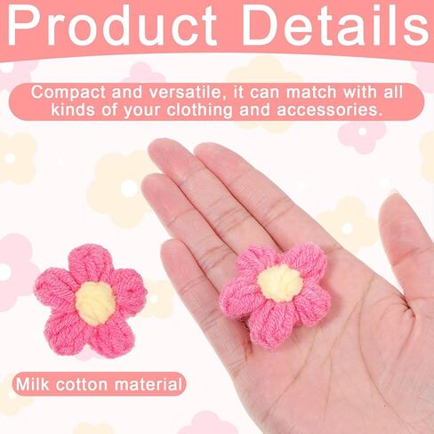 HJZHII 56 Pcs Crochet Flowers, Cute Knitted Yarn Flower Little Handmade Crochet Flowers Beautiful Crocheted Floral for DIY Crafts Embellishment Clothing Hats in Saudi Arabia