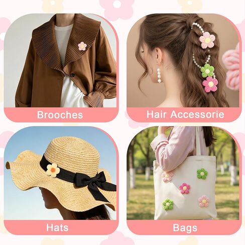 HJZHII 56 Pcs Crochet Flowers, Cute Knitted Yarn Flower Little Handmade Crochet Flowers Beautiful Crocheted Floral for DIY Crafts Embellishment Clothing Hats in Saudi Arabia