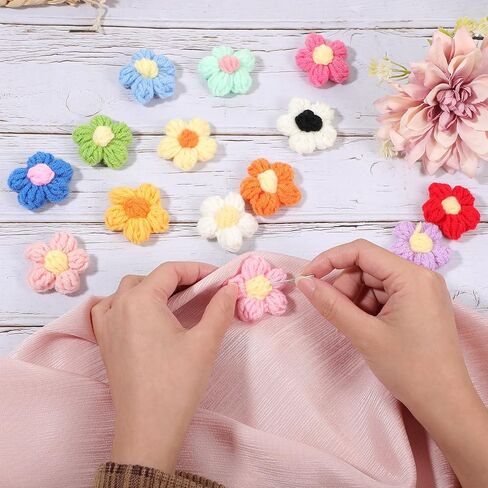 HJZHII 56 Pcs Crochet Flowers, Cute Knitted Yarn Flower Little Handmade Crochet Flowers Beautiful Crocheted Floral for DIY Crafts Embellishment Clothing Hats in Saudi Arabia