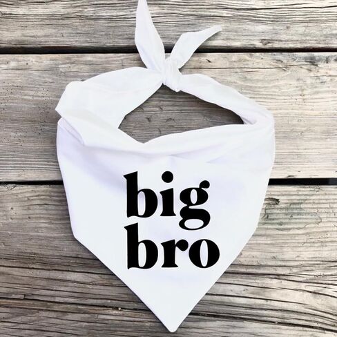 Big Bro Dog Bandana إعلان حمل الطفل، وشاح للحيوانات الأليفة، علامة Brother، قطن أبيض، جرو جديد حامل (صغير) in Kuwait