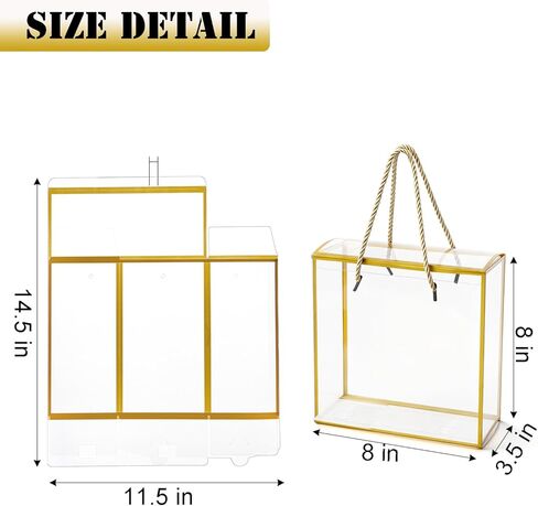 Okllen 20 Packs Clear Gift Box, 8x8x3.5 Inch PET Plastic Reusable Gift Bags with Handle, Favor Box for Mother's Day, Birthday Party, Wedding Favors, Valentine's Day in Saudi Arabia