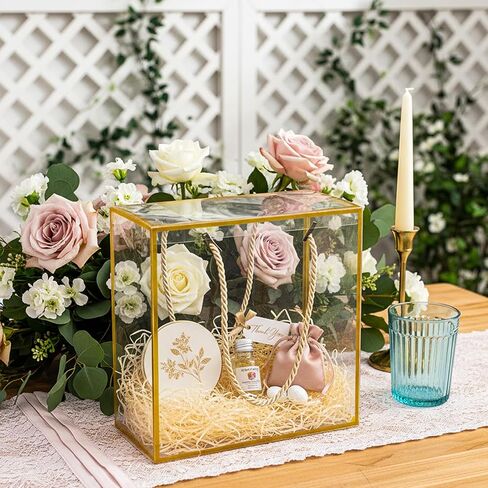 Okllen 20 Packs Clear Gift Box, 8x8x3.5 Inch PET Plastic Reusable Gift Bags with Handle, Favor Box for Mother's Day, Birthday Party, Wedding Favors, Valentine's Day in Saudi Arabia