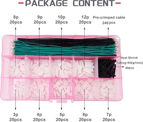 JST SH 1.0mm Connector Kit with 28AWG Pre-Crimped Cables(3/4/5/6/7/8/9/10/12 Pin Housing JST Adapter for FPV Drone Flight Controller in Saudi Arabia