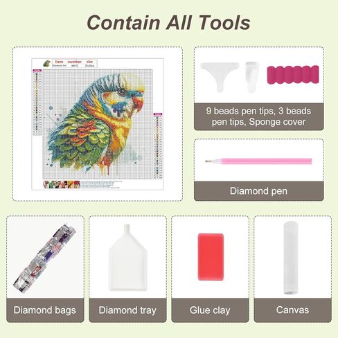 Anuver Parrot Diamond Art Kits for Adults, Full Drill Diamond Painting for Beginners, 5D Gem Art for Home Wall Decor, 12x12 Inch in Saudi Arabia