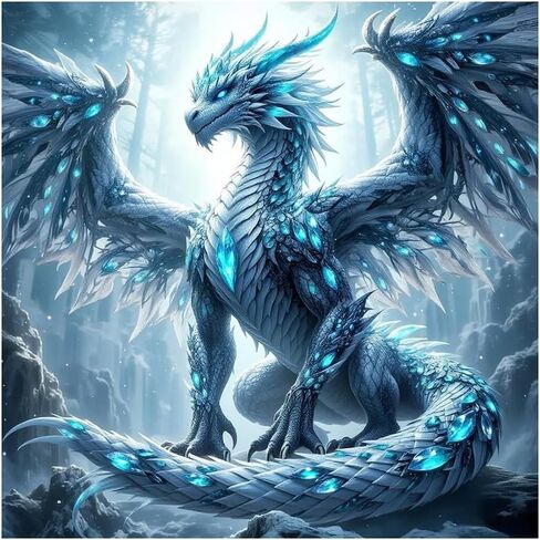 SJUTOUCI Ice Dragon Diamond Art Kits for Adults, Diamond Painting Kits for Beginners, 5D Round Diamond Dots Gem Craft Art Home Wall Decor 12x12 inch in Saudi Arabia