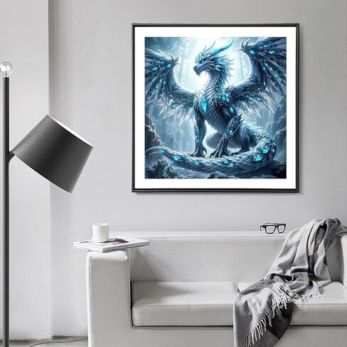SJUTOUCI Ice Dragon Diamond Art Kits for Adults, Diamond Painting Kits for Beginners, 5D Round Diamond Dots Gem Craft Art Home Wall Decor 12x12 inch in Saudi Arabia