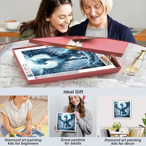 SJUTOUCI Ice Dragon Diamond Art Kits for Adults, Diamond Painting Kits for Beginners, 5D Round Diamond Dots Gem Craft Art Home Wall Decor 12x12 inch in Saudi Arabia