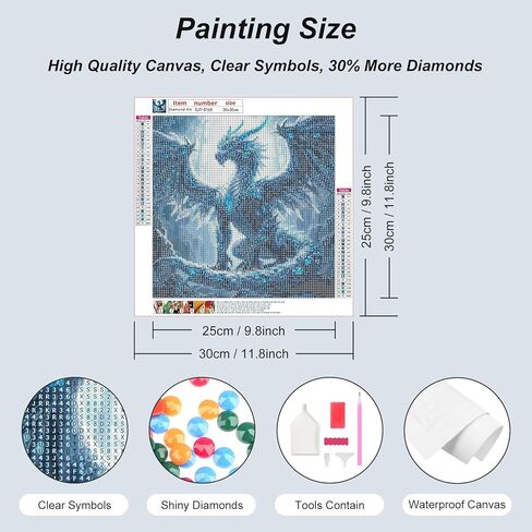 SJUTOUCI Ice Dragon Diamond Art Kits for Adults, Diamond Painting Kits for Beginners, 5D Round Diamond Dots Gem Craft Art Home Wall Decor 12x12 inch in Saudi Arabia