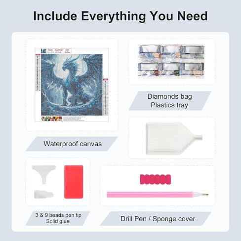 SJUTOUCI Ice Dragon Diamond Art Kits for Adults, Diamond Painting Kits for Beginners, 5D Round Diamond Dots Gem Craft Art Home Wall Decor 12x12 inch in Saudi Arabia