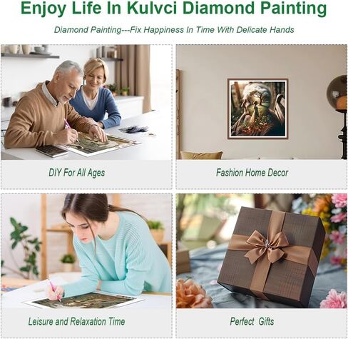 مجموعات الطلاء الماسي من Kulvci Old Lady للبالغين، مجموعات فنية ماسية دائرية كاملة الحفر، مشغولات ألماس 5D DIY لهدايا تزيين الجدران المنزلية, 12×12inch in Saudi Arabia