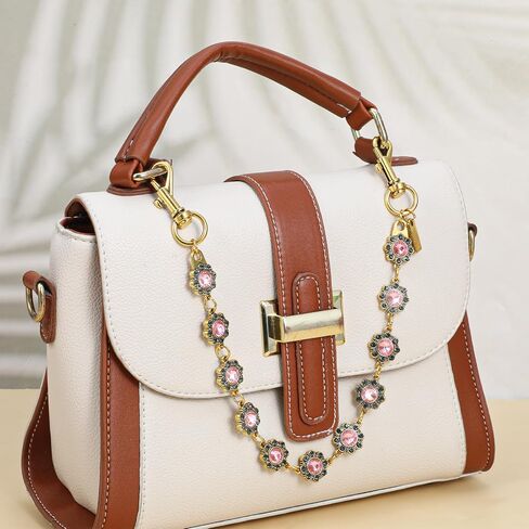 Yolev Bag Charm Chain Gold Purse Charms for Handbags Flower Shape Women's Purse Chain Vintage Gold Chains for Purses Women Tote Bags in Saudi Arabia