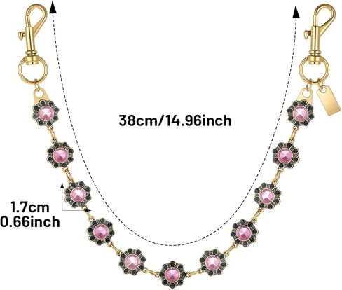 Yolev Bag Charm Chain Gold Purse Charms for Handbags Flower Shape Women's Purse Chain Vintage Gold Chains for Purses Women Tote Bags in Saudi Arabia