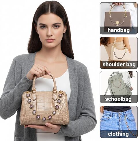 Yolev Bag Charm Chain Gold Purse Charms for Handbags Flower Shape Women's Purse Chain Vintage Gold Chains for Purses Women Tote Bags in Saudi Arabia