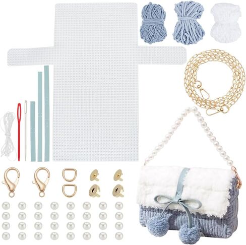 WADORN DIY Knitting & Crochet Handbags Kit, Mesh Plastic Canvas Kit for Shoulder Bags, Crossbody Bags, Embroidery Projects, Linen in Saudi Arabia