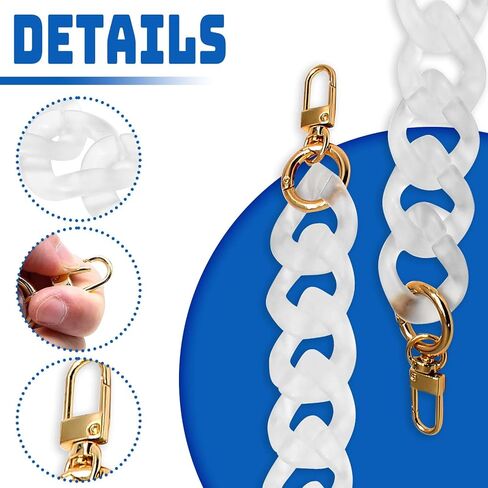 Luomorgo 1 Pc Acrylic Purse Chain Handbag Strap, Clear Acrylic Chain Strap Replacement, Adjustable Purse Chain Handles for Shoulder Bags, Clutch Purse DIY Crafts (17.7" Length) in Kuwait