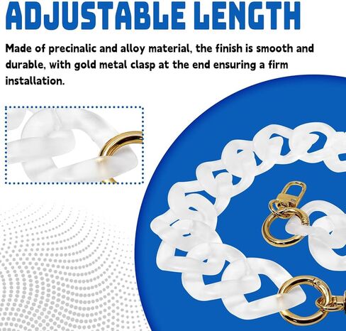 Luomorgo 1 Pc Acrylic Purse Chain Handbag Strap, Clear Acrylic Chain Strap Replacement, Adjustable Purse Chain Handles for Shoulder Bags, Clutch Purse DIY Crafts (17.7" Length) in Kuwait