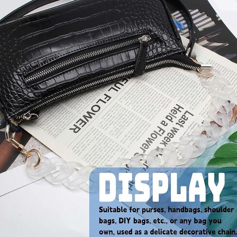 Luomorgo 1 Pc Acrylic Purse Chain Handbag Strap, Clear Acrylic Chain Strap Replacement, Adjustable Purse Chain Handles for Shoulder Bags, Clutch Purse DIY Crafts (17.7" Length) in Kuwait