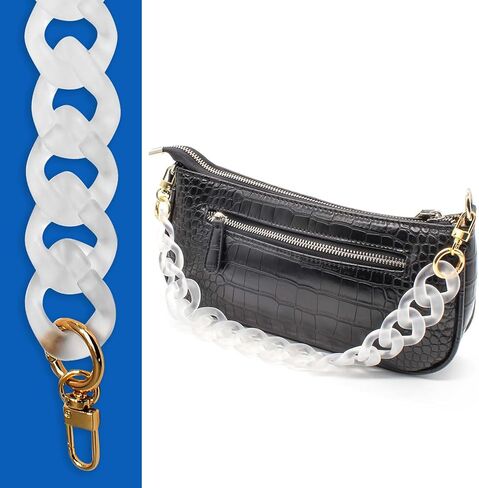 Luomorgo 1 Pc Acrylic Purse Chain Handbag Strap, Clear Acrylic Chain Strap Replacement, Adjustable Purse Chain Handles for Shoulder Bags, Clutch Purse DIY Crafts (17.7" Length) in Kuwait
