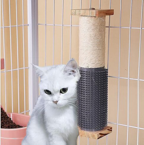 SHENGOCASE 2-Pack Cat Scratching Post for Crate Cage, Cage Mounted Scratching Post with Self Groomer and Massager, Cat Kennel Playpen Accessories in Saudi Arabia