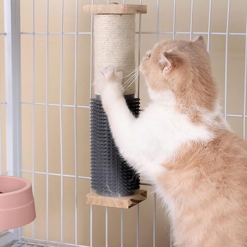 SHENGOCASE 2-Pack Cat Scratching Post for Crate Cage, Cage Mounted Scratching Post with Self Groomer and Massager, Cat Kennel Playpen Accessories in Saudi Arabia