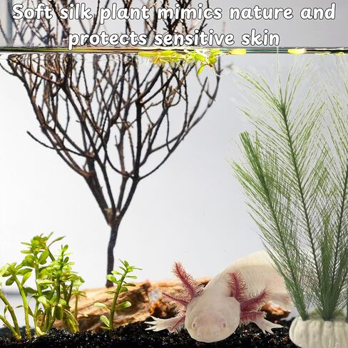 Axolotl Hide Tube and Silk Plants for Aquarium, Axolotl Cave and Aquatic Plant Set, Axolotls Hides and Green Plants, Aquarium Decor, Fish Tank Decorations, Turtle Tank Accessories (White, 11 * 3.5in) in Saudi Arabia