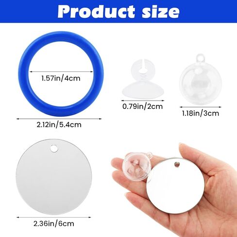 2pcs Bettas Fish Enrichment Toys Ring, with Mirror/Floating Ball, Exercise Floating Mirrors and Training Ring for Fish Tank, Aquarium Feeding Rings Accessories in Saudi Arabia