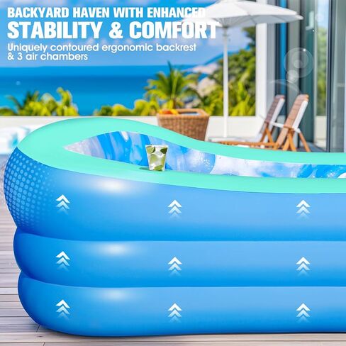 2026 Large Inflatable Pool with Big Backrest and Seat, Oversized Thickened Blowup Pool for Adults,Inflatable Backyard Pools for Adult,Durable Family Swimming Pools Summer Water Party98 x63 x21.6,Green in Saudi Arabia