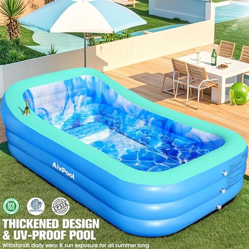 2026 Large Inflatable Pool with Big Backrest and Seat, Oversized Thickened Blowup Pool for Adults,Inflatable Backyard Pools for Adult,Durable Family Swimming Pools Summer Water Party98 x63 x21.6,Green in Saudi Arabia