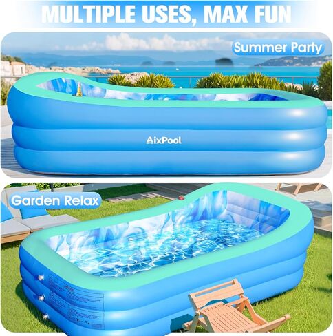 2026 Large Inflatable Pool with Big Backrest and Seat, Oversized Thickened Blowup Pool for Adults,Inflatable Backyard Pools for Adult,Durable Family Swimming Pools Summer Water Party98 x63 x21.6,Green in Saudi Arabia