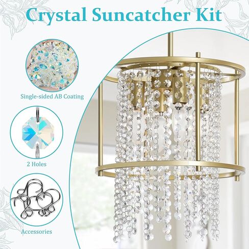 240Pcs Crystal Suncatcher Beads 150 14mm Crystal Glass Octagon Beads Bulk AB Color Sun catcher Supplies Chandelier Replacement Connector Spacer Bead for DIY Hanging Ornament Pendant Jewelry (AB Color) in Saudi Arabia