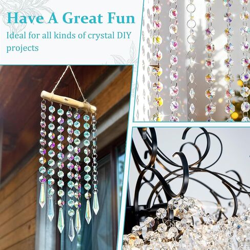 240Pcs Crystal Suncatcher Beads 150 14mm Crystal Glass Octagon Beads Bulk AB Color Sun catcher Supplies Chandelier Replacement Connector Spacer Bead for DIY Hanging Ornament Pendant Jewelry (AB Color) in Saudi Arabia