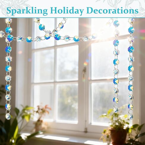 240Pcs Crystal Suncatcher Beads 150 14mm Crystal Glass Octagon Beads Bulk AB Color Sun catcher Supplies Chandelier Replacement Connector Spacer Bead for DIY Hanging Ornament Pendant Jewelry (AB Color) in Saudi Arabia