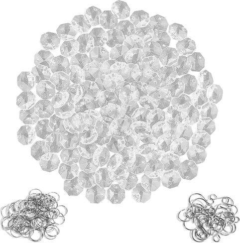 240Pcs Crystal Suncatcher Beads 150 14mm Crystal Glass Octagon Beads Bulk AB Color Sun catcher Supplies Chandelier Replacement Connector Spacer Bead for DIY Hanging Ornament Pendant Jewelry (AB Color) in Saudi Arabia