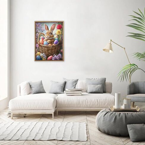 MEIYUDA Easter Bunny Diamond Painting Kits for Beginners, DIY Easter Eggs Diamond Art Kits for Adults, 5D Full Drill Diamonds Painting Gem Art for Craft Home Wall Decor 12x16in in Saudi Arabia