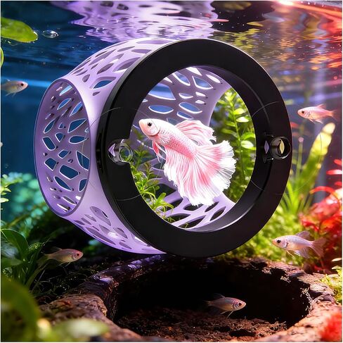 Floating Betta Hideout Cave & Shrimp Cave | Aquarium Floating Betta Skin | Shrimp Feeder | Multi-Function Resting Hideout Hammock & Small Fish Feeding Ring | Aquarium Decor Accessory (Purple in Saudi Arabia