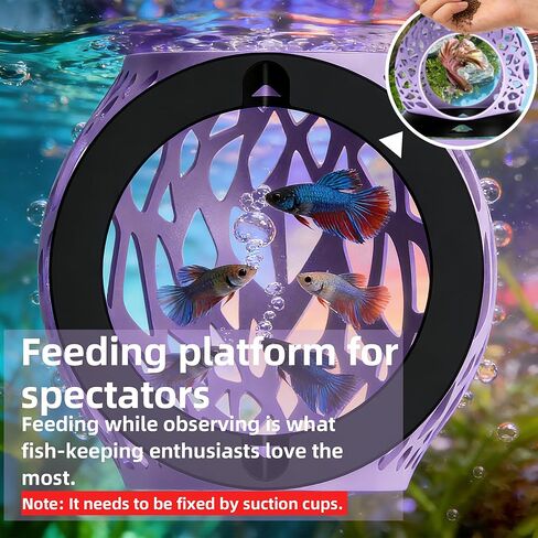 Floating Betta Hideout Cave & Shrimp Cave | Aquarium Floating Betta Skin | Shrimp Feeder | Multi-Function Resting Hideout Hammock & Small Fish Feeding Ring | Aquarium Decor Accessory (Purple in Saudi Arabia
