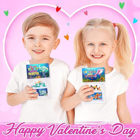 24PCS Marine Animal Building Blocks Toy Valentines Day Cards for Kids School Classroom Bulk Valentine Day Exchange Gifts Party Favor for Kids Classroom Prizes Goodie Bags Stuffers for Boy Girl Ages 6+ in Saudi Arabia