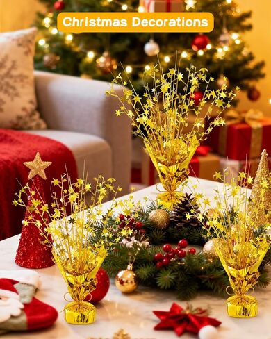 DIY Metallic Foil Spray Centerpiece Star Table Decoration, Gold Centerpieces for Tables Wedding Birthday Anniversary Graduation Christmas New Year Party Supplies Decor (12pc Gold) in Kuwait